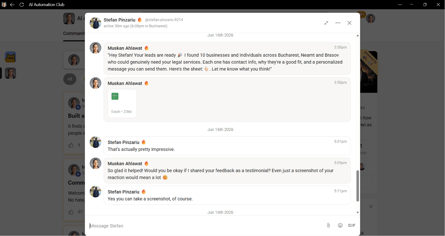 Client testimonial 2 — real result from AI automation work