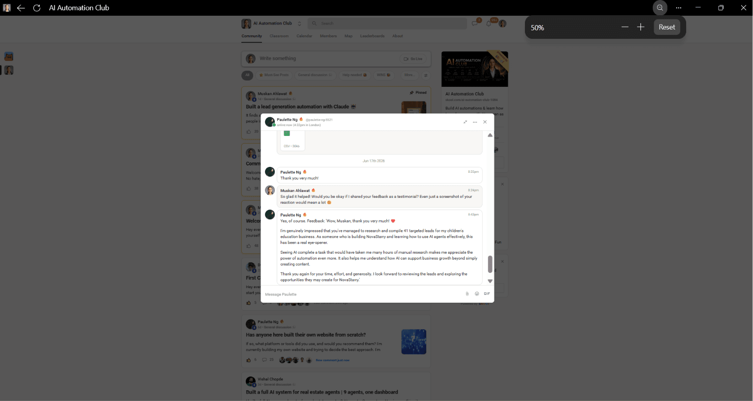 Client testimonial 5 — real result from AI automation work
